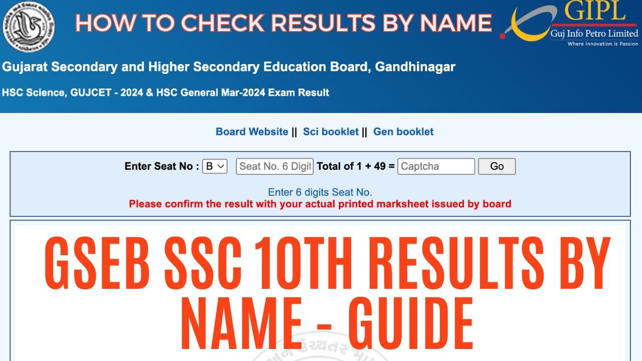 GSEB 10th Results 2024 by Name, Indiaresults com SSC Result